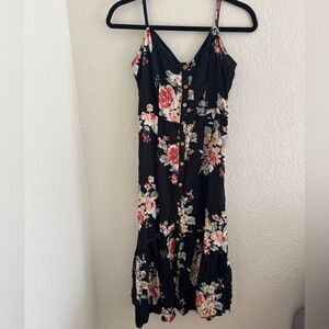 Mimi Chica Pink and Orange Ruffled Tiered Maxi Dress